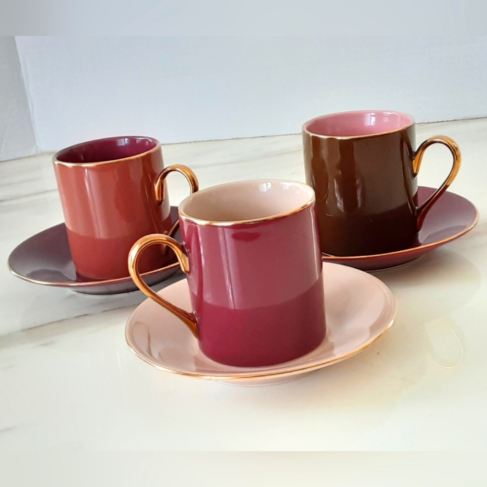 Classic Coffee & Tea Cups and Saucers Set of 3